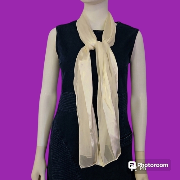 3/$30 GEORGE White Satin Chiffon Scarf - Picture 1 of 8